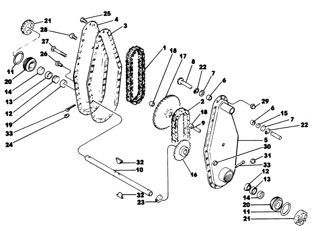 Chain Case Diagram and Parts List for 62542C (G00000001-G99999999)(1988) Lawn Boy Lawn Tractor